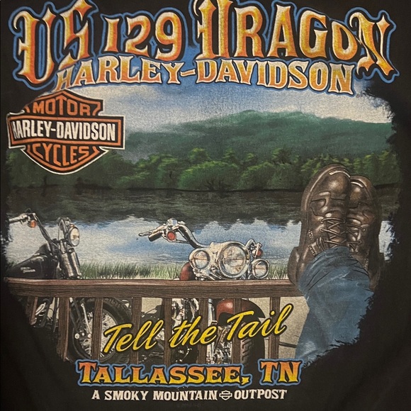 Harley-Davidson Black US 129 Dragon Tee dragon tail XL - Picture 3 of 4